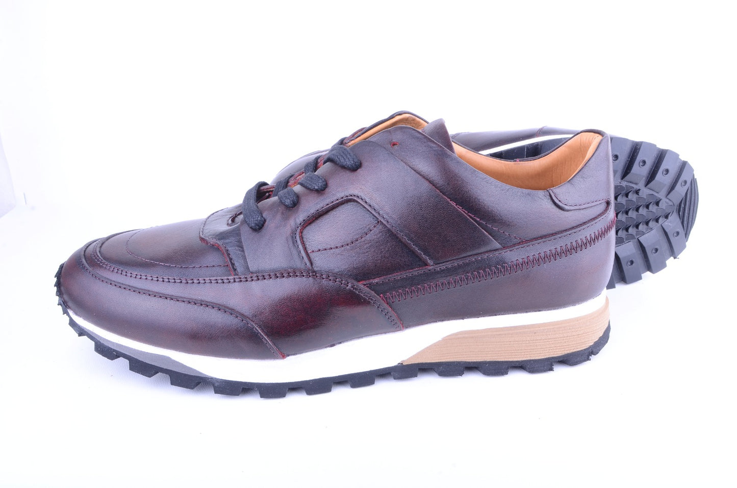 Pelle Line- 5752 Full Leather fashion Sneaker- Burgundy