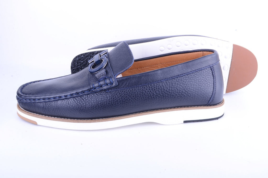 Pelle Line 5902-  Casual Buckle loafer -Navy