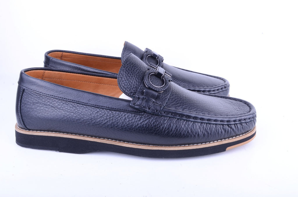 Pelle Line 5902-  Casual Buckle loafer -Black