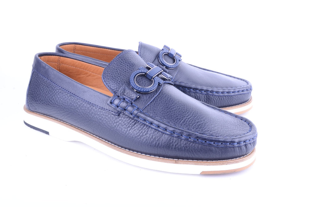 Pelle Line 5902-  Casual Buckle loafer -Navy