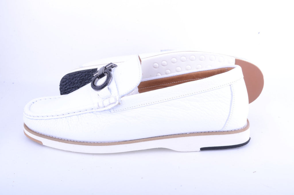 Pelle Line 5902-  Casual Buckle loafer -white