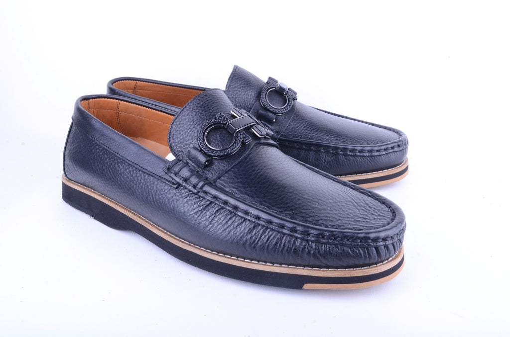 Pelle Line 5902-  Casual Buckle loafer -Black