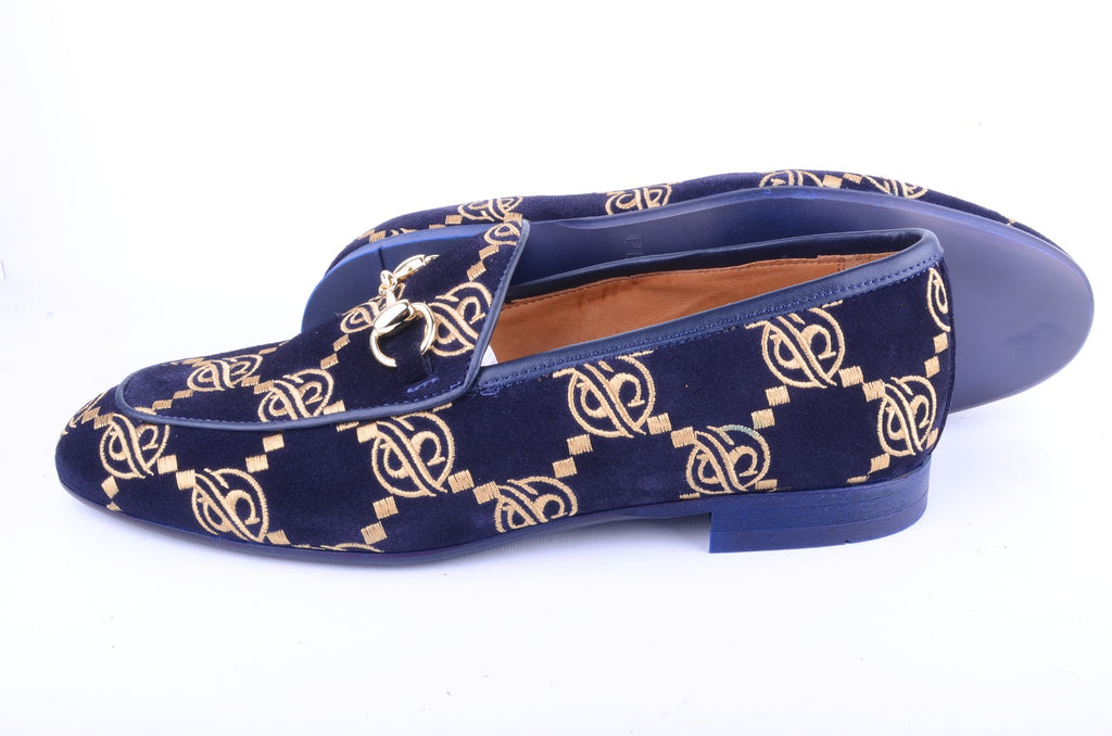 Pelle Line-  5983 Bit Buckle loafer -Navy Suede