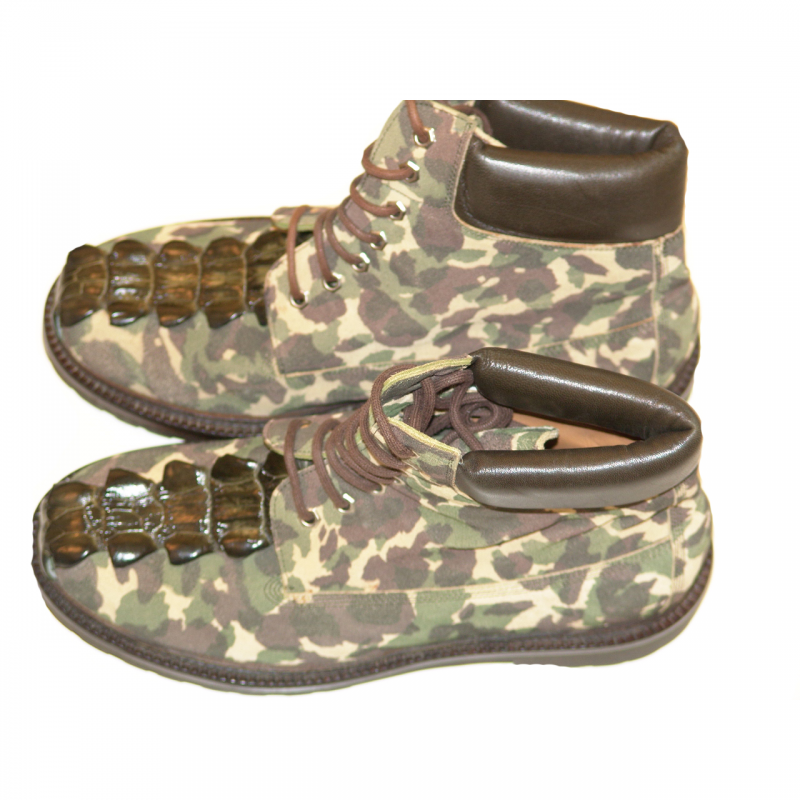 Massimo Matteo 10016 Suede Work Boot w/ Alligator Tail - Military Camo