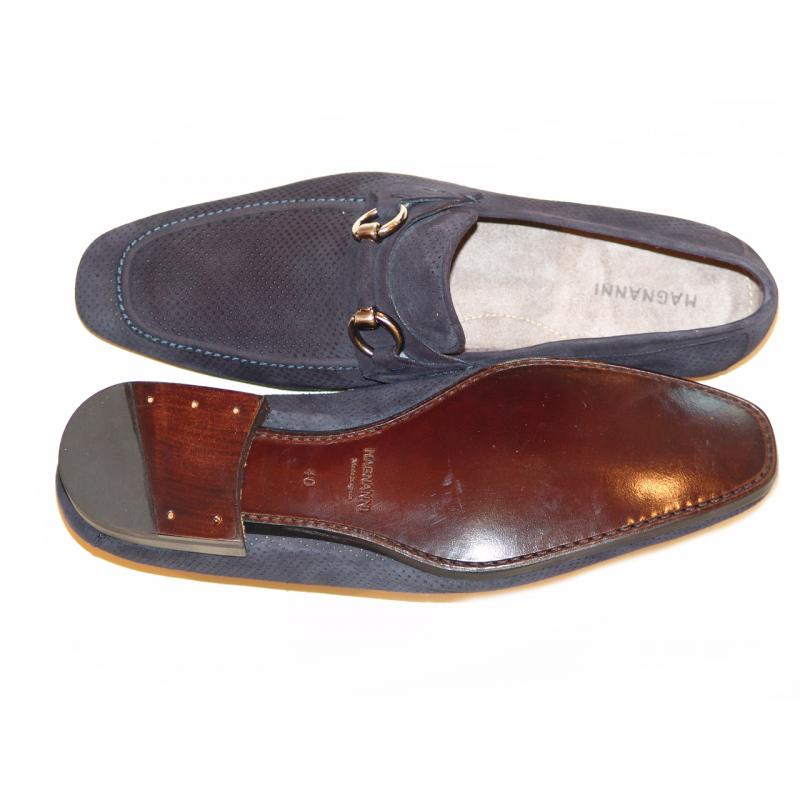 Magnanni 13008 Perforated Suede Bit Loafer w/ Flex Sole - Navy