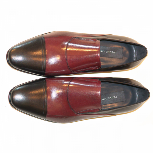 Pelle Line Exclusive 1925 Two Tone Cap Toe Loafer - Black/Burgundy