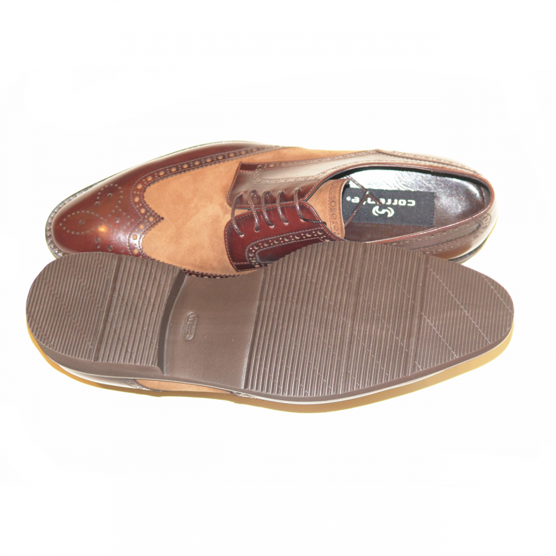 Corrente 2401 Leather/Suede Spectator Wingtip - Brown/Tan