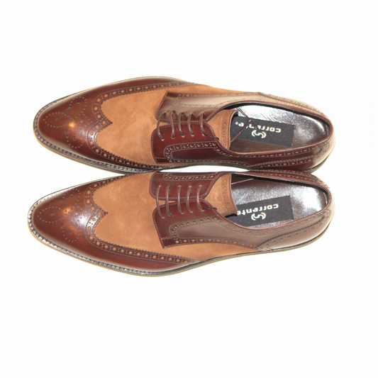 Corrente 2401 Leather/Suede Spectator Wingtip - Brown/Tan