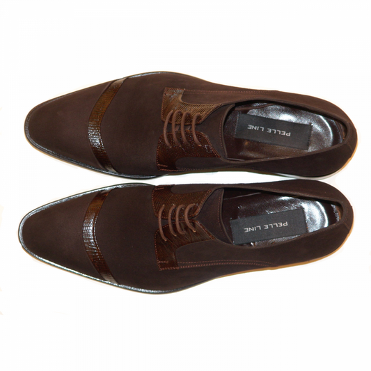 Pelle Line Exclusive 2432 Suede Cap Toe Lace Up - Brown