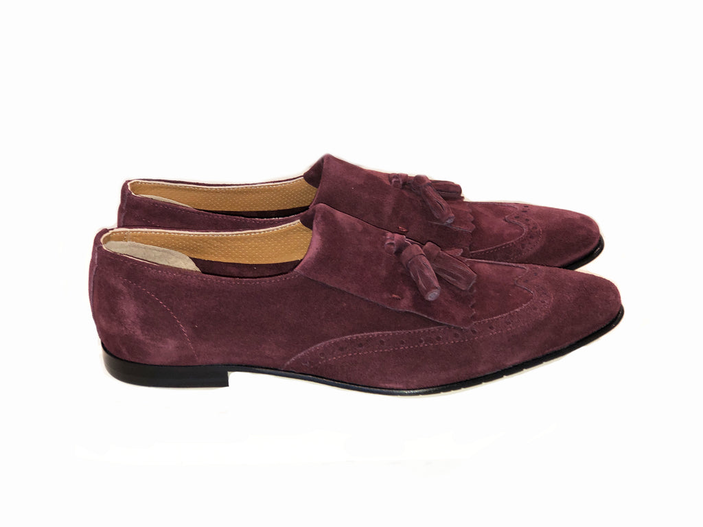 Pelle Line Exclusive 2704 Kiltie Tassel Suede Loafer - Burgundy