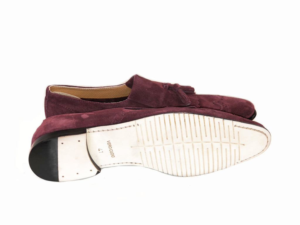Pelle Line Exclusive 2704 Kiltie Tassel Suede Loafer - Burgundy