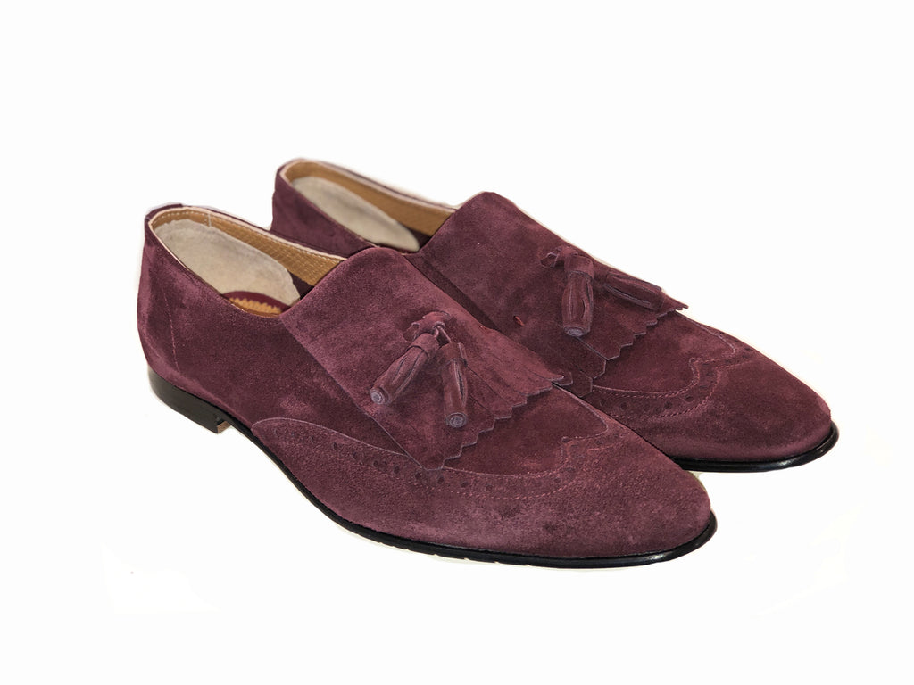 Pelle Line Exclusive 2704 Kiltie Tassel Suede Loafer - Burgundy