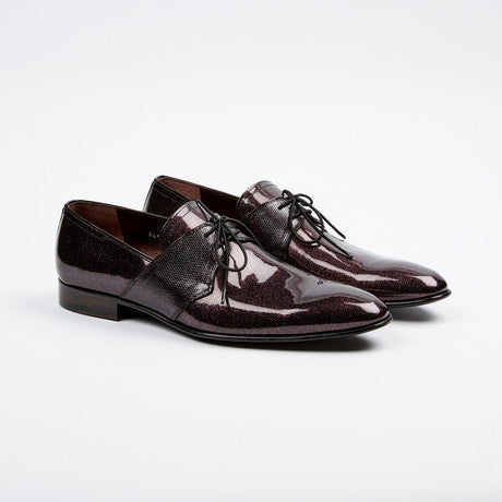 Corrente 3454 Formal Shiny Lace up-Burgundy