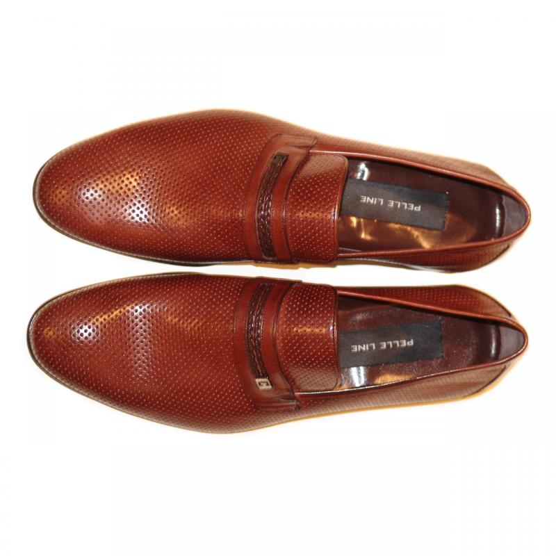 Pelle Line Exclusive 3802 Perforated Buckle Loafer - Brown