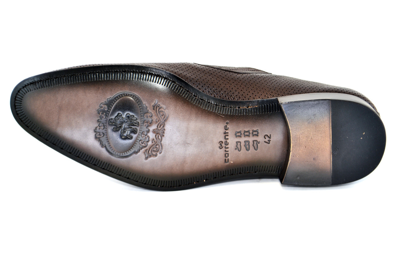 Corrente 3804 Perforated Plain Loafer - Brown