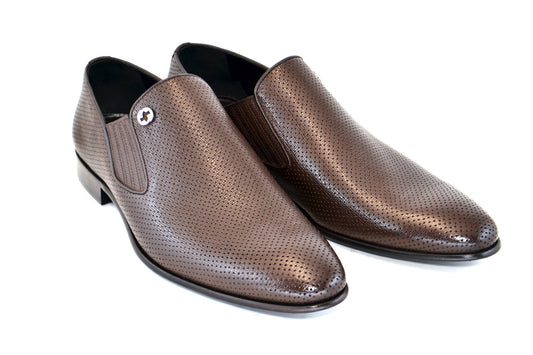 Corrente 3804 Perforated Plain Loafer - Brown