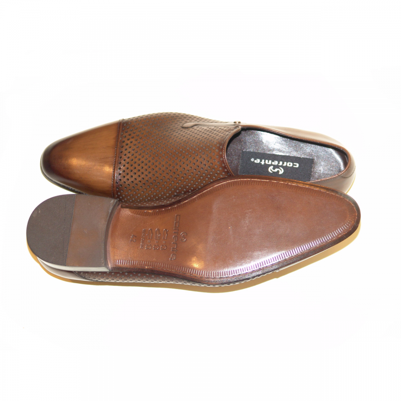 Corrente 4164 Perforated Cap Toe Loafer - Brown