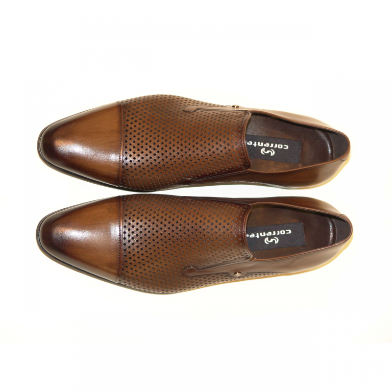Corrente 4164 Perforated Cap Toe Loafer - Brown