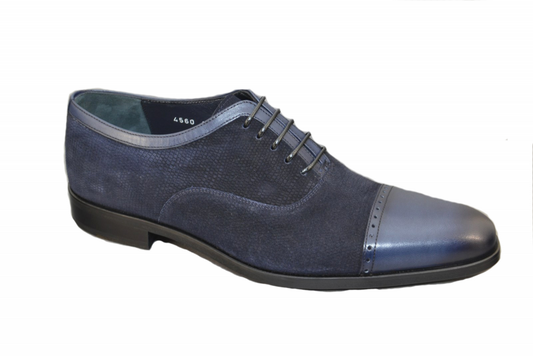 Corrente 4560 Leather Cap Toe Suede Lace Up - Navy