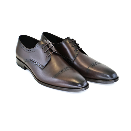 Corrente 4766 Perforated Cap Toe Lace Up - Brown
