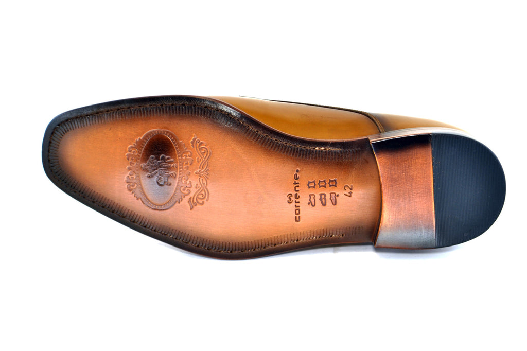 Corrente 4792 Medallion Cap Toe Double Monk Strap - Camel