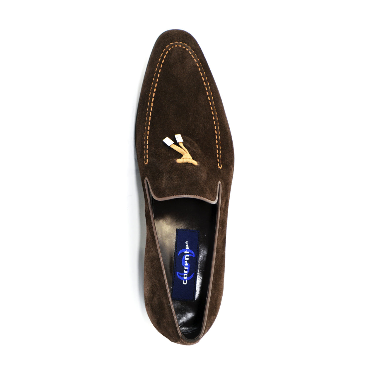 Corrente 5060 Contrast Stitching Suede Tassel Loafer - Brown/Tan