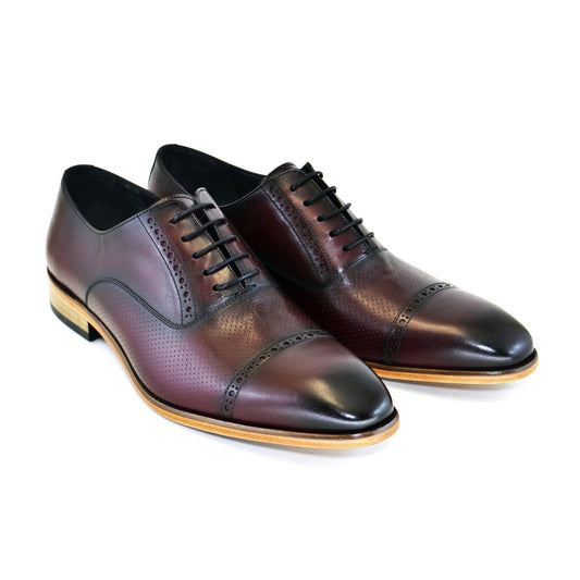 Corrente 5081 Cap Toe Lace Up With Natural Sole - Burgundy