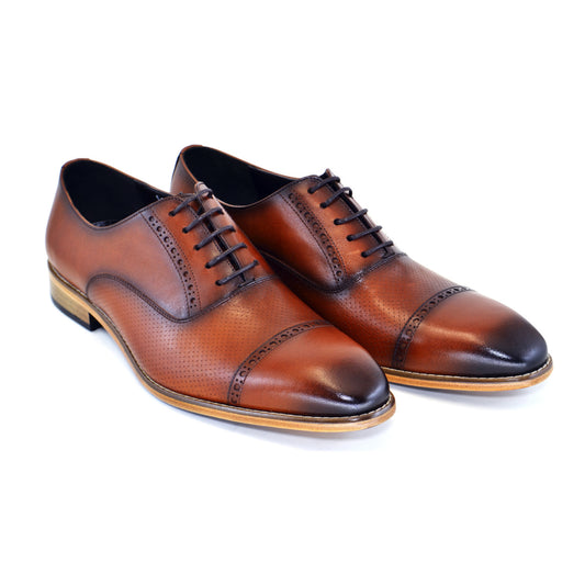 Corrente 5081 Cap Toe Lace Up With Natural Sole - Tobacco