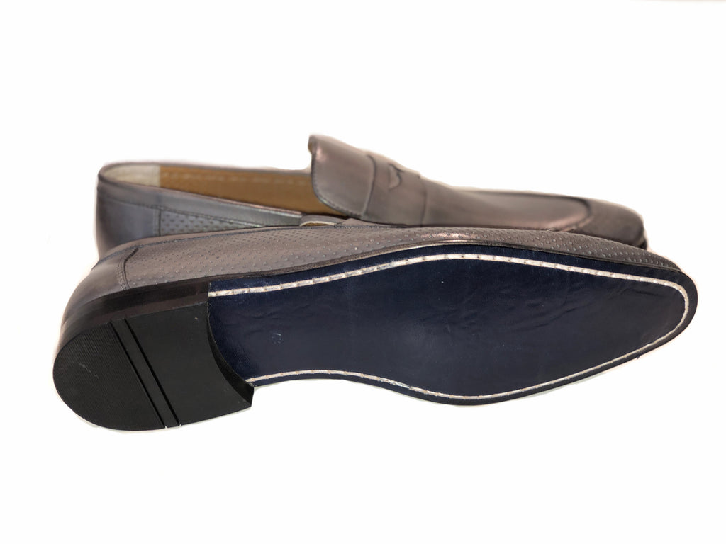 Pelle Line Exclusive 6026 Perforated Penny Loafer - Grey