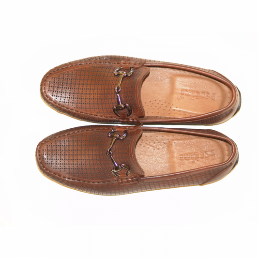 Fertini 632 Perforated Comfort Buckle Loafer - Cognac
