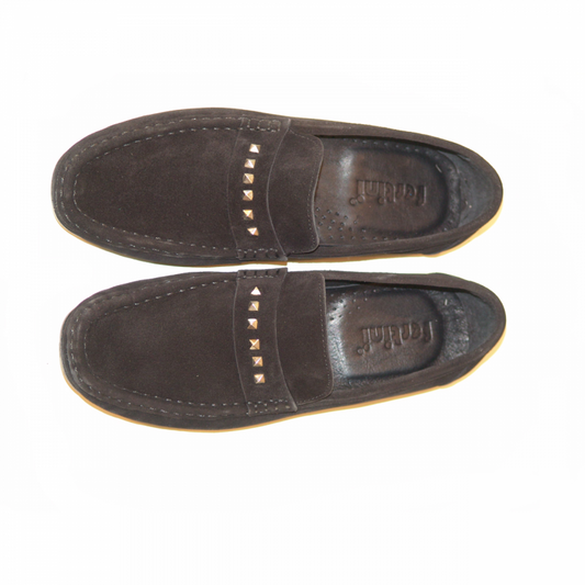 Fertini 633 Studded Suede Comfort Loafer - Black