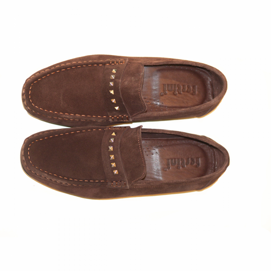 Fertini 633 Studded Suede Comfort Loafer - Brown