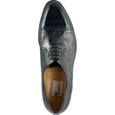 Moreschi Abano Soft Peccary & Calfskin Cap Toe Lace Up - Black