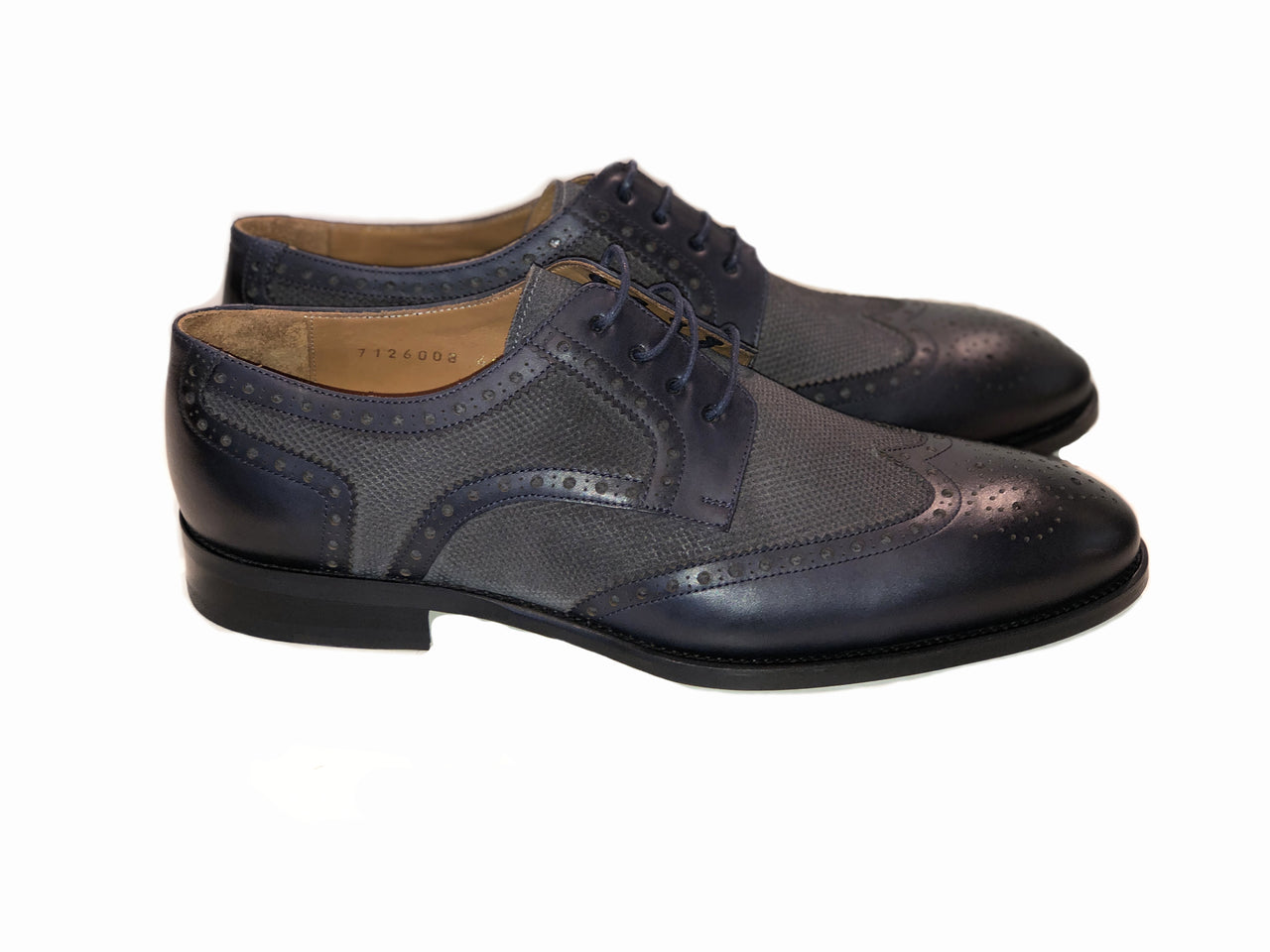Pelle Line Exclusive 7126 Two Tone Spectator Wingtip Lace Up - Navy/Grey