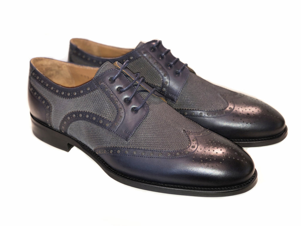 Pelle Line Exclusive 7126 Two Tone Spectator Wingtip Lace Up - Navy/Grey