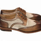 Pelle Line Exclusive 7126 Two Tone Spectator Wingtip Lace Up - Tobacco/Beige