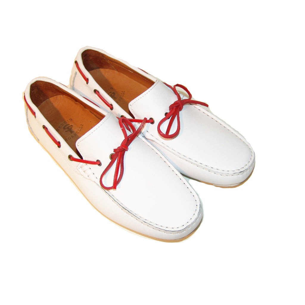 Pelle Line Exclusive 7810 Bow Driving Shoes - White/Red