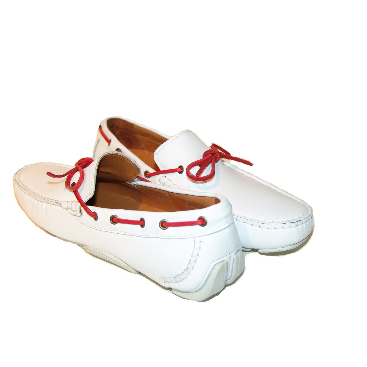 Pelle Line Exclusive 7810 Bow Driving Shoes - White/Red