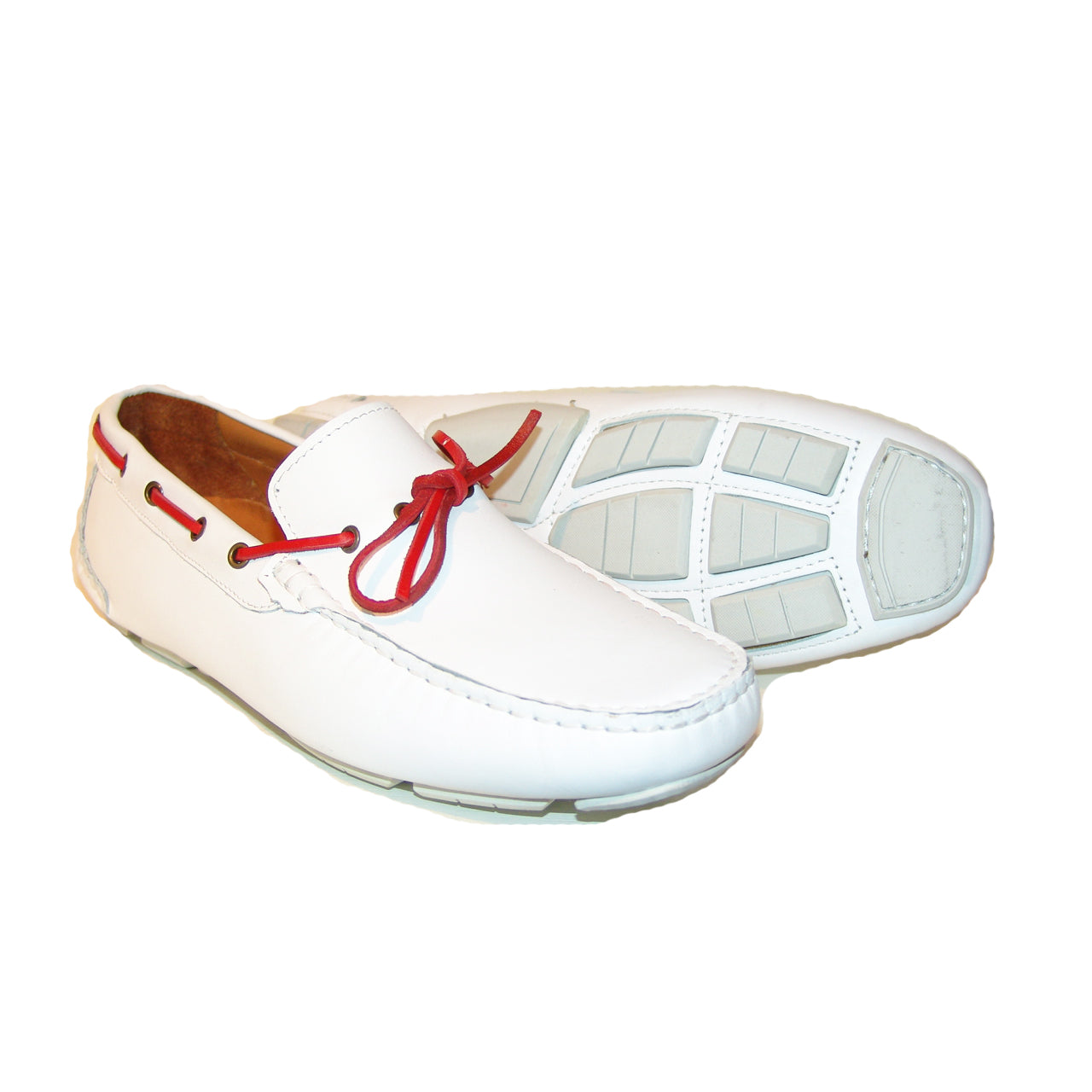 Pelle Line Exclusive 7810 Bow Driving Shoes - White/Red