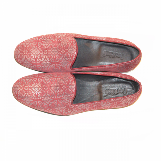 Fertini 80200 Low Vamp Printed Suede Loafer - Red