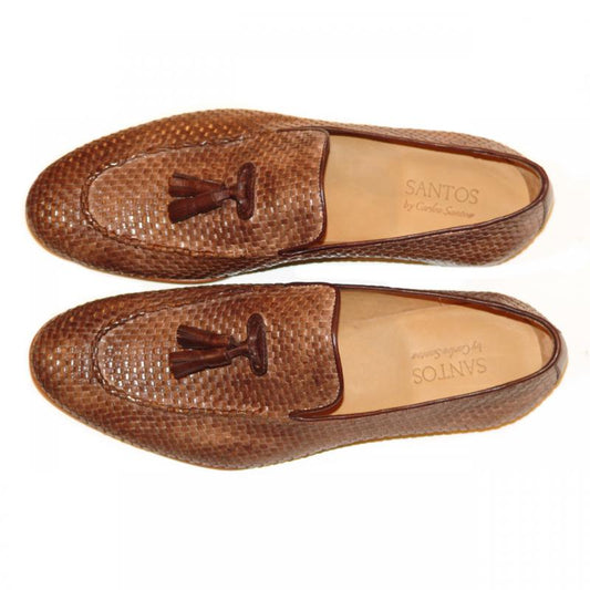 Carlos Santos 8817 Hand Woven Tassel Loafer - Taupe
