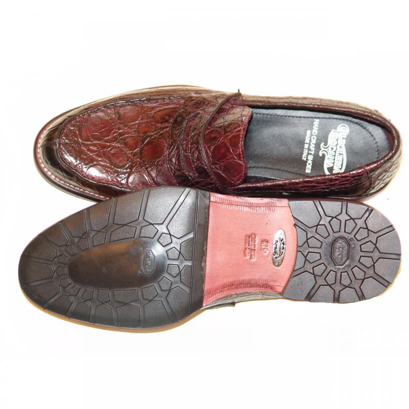 Calzoleria Toscana 8871 Genuine Crocodile Penny Loafer w/ Lug Sole - Liver