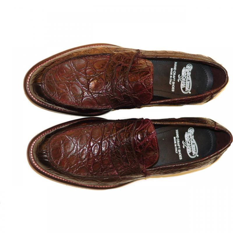 Calzoleria Toscana 8871 Genuine Crocodile Penny Loafer w/ Lug Sole - Liver
