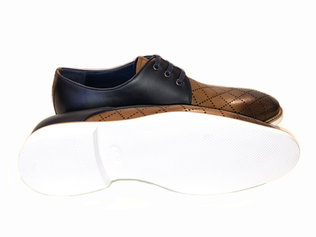 Pelle Line Exclusive 9700 Two Tone Comfort Lace Up - Brown/Navy