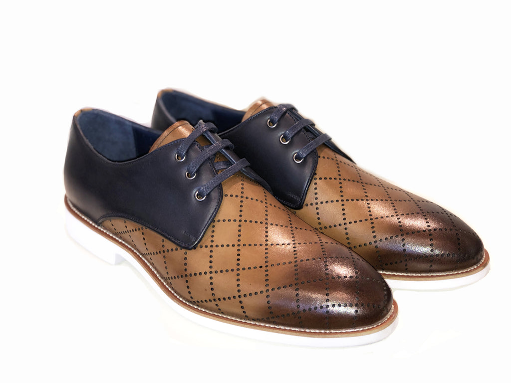 Pelle Line Exclusive 9700 Two Tone Comfort Lace Up - Brown/Navy