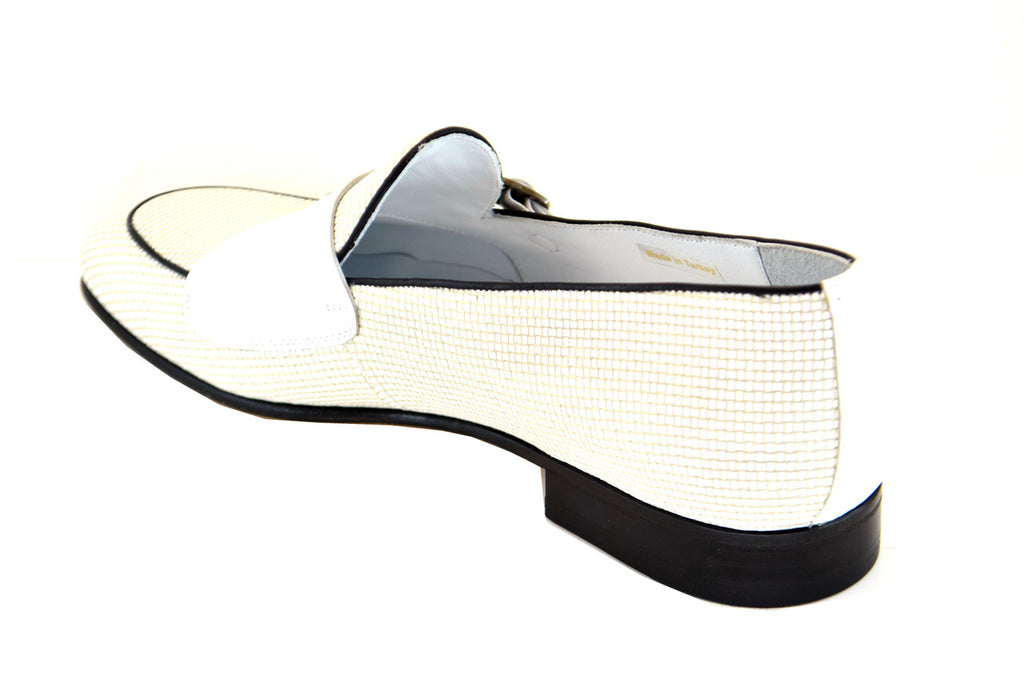 Corrente 4661HS Textured Double Monk Strap Loafer - white