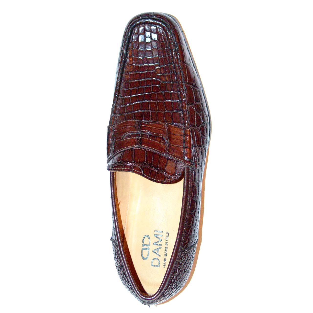 Dami 2678 Genuine Baby Alligator Penny Loafer - Brown