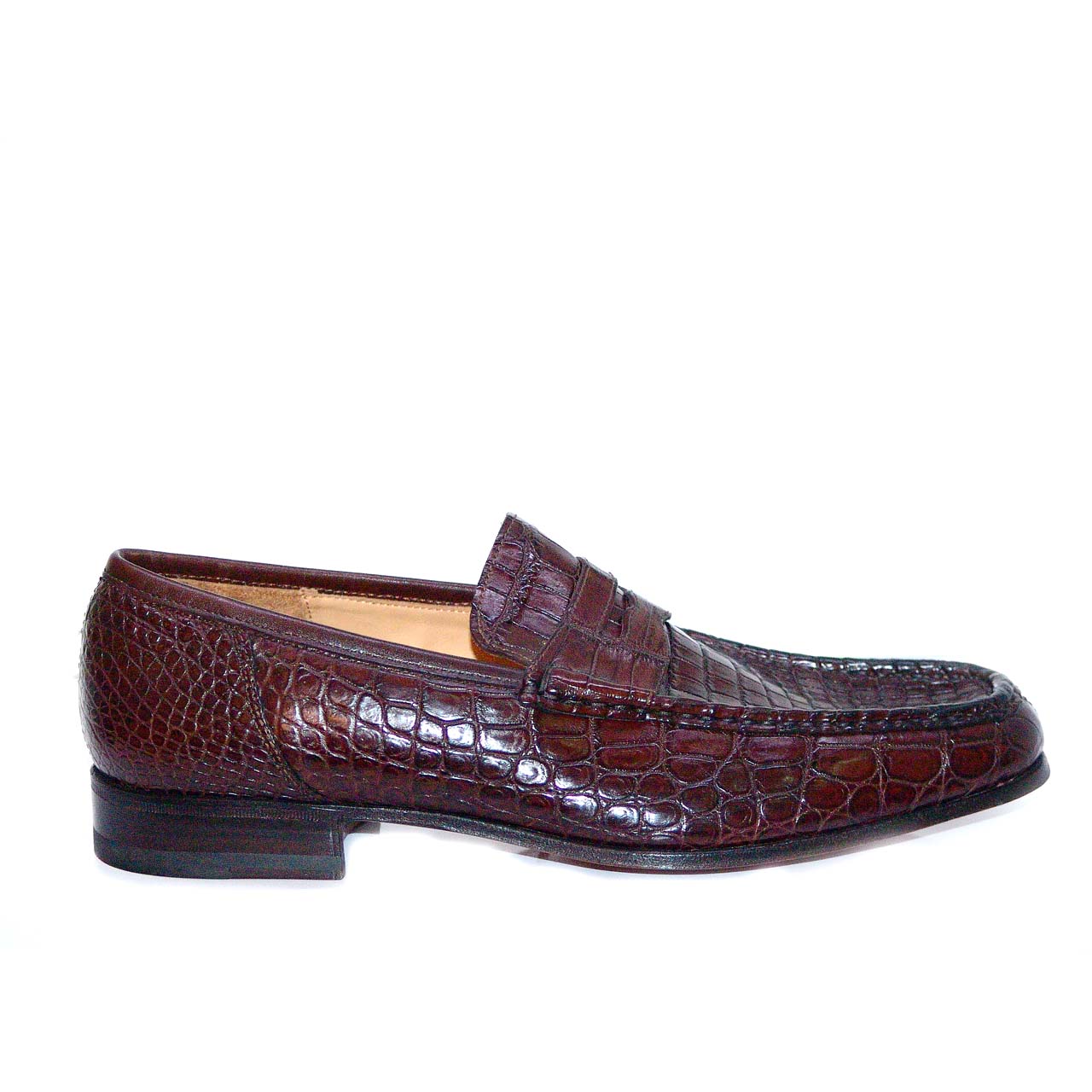 Dami 2678 Genuine Baby Alligator Penny Loafer - Brown