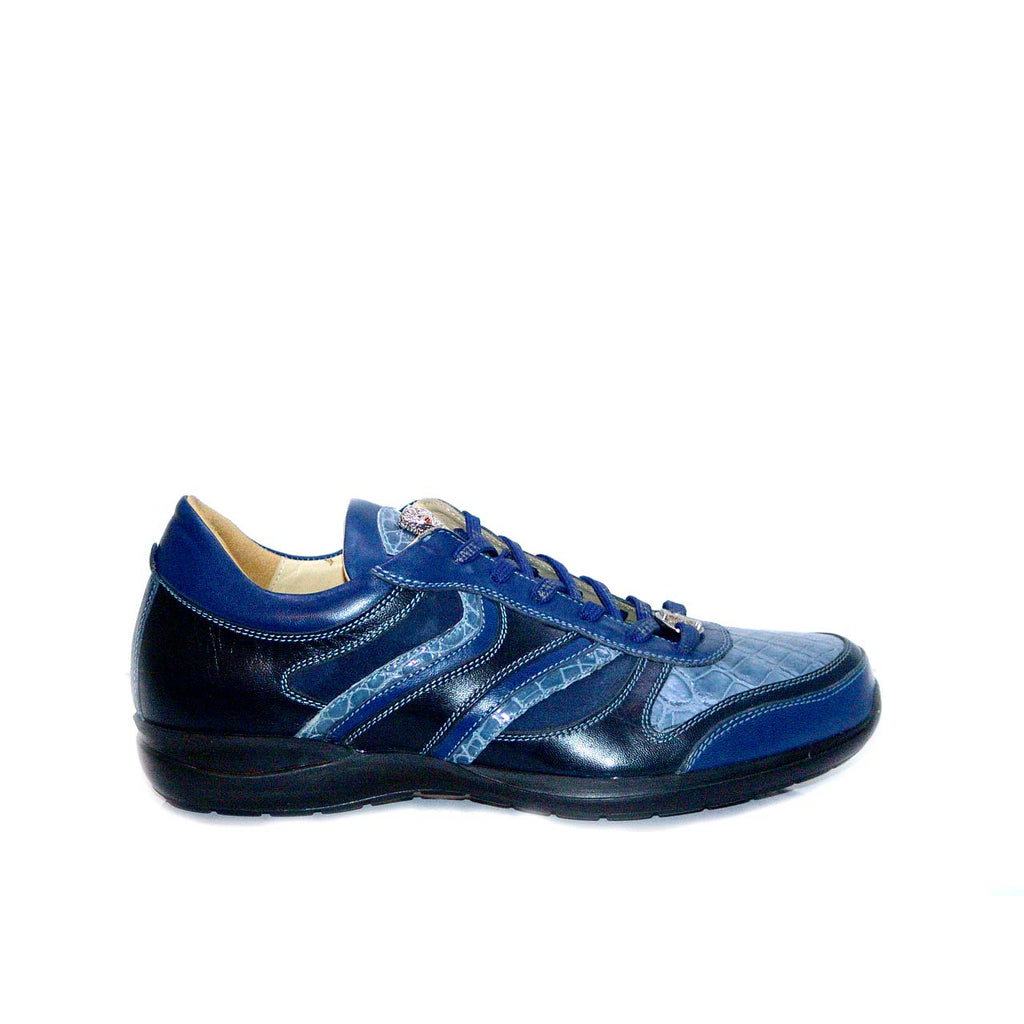 Fennix 3045 Genuine Alligator & Calfskin Two Tone Sneaker - Blue