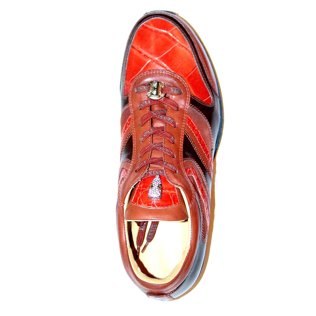 Fennix 3045 Genuine Alligator & Calfskin Two Tone Sneaker - Rust